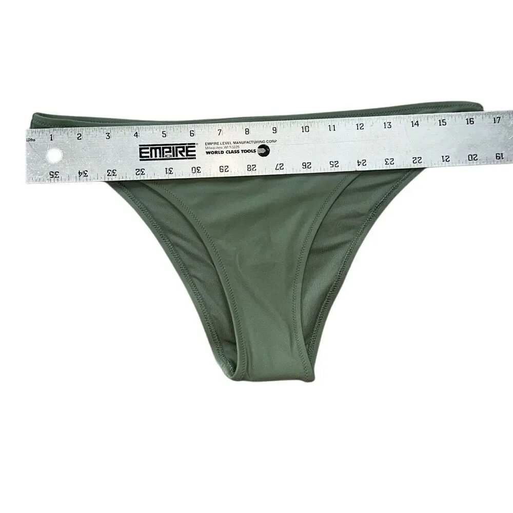 Aerie sz L taupe Green low rise cheeky swim suit bikini bottom NWOT